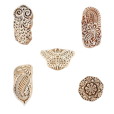 Set of 5 Piece New Mix Wooden Printing Blocks